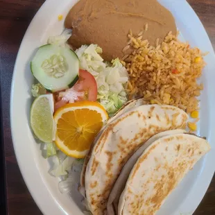 Lunch Special: 2 Quesadillas, Asada.