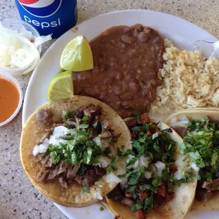 3 taco special with rice, beans, drink $5.59