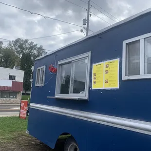 a blue food truck