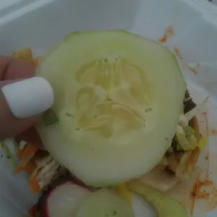 Love the cucumbers and radishes to accompany the amazing hot salsa.