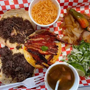 Mixed Taco Plate with Trompo and Barbacoa tacos