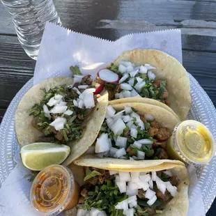 Steak and chicken tacos