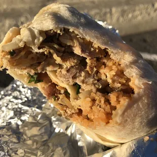 the inside of a burrito