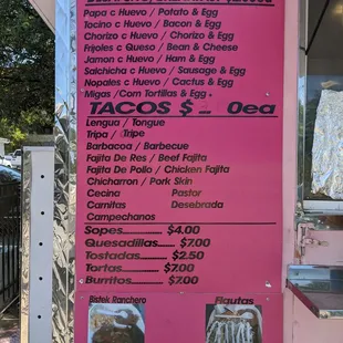 Regular menu