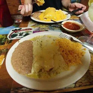 Green enchiladas plate