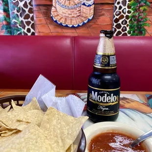 Lunch time chips and salsa.