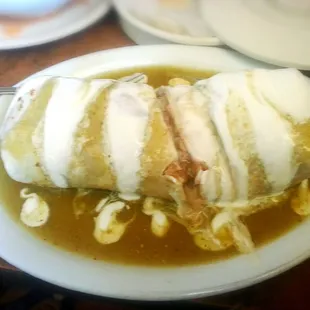 Carne asada burrito with extra crema.