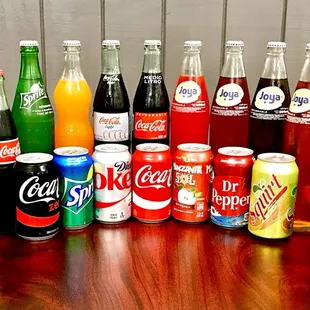a variety of sodas