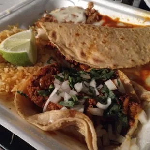 Combination with taco, enchilada and quesadilla.