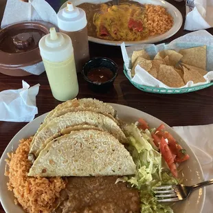 Quesadilla plate and enchiladas