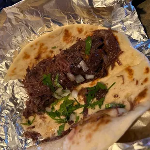 Homemade tortillas. Barbacoa taco. So good