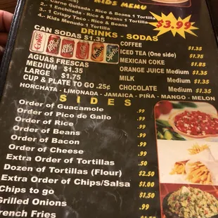 the menu