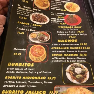 menu