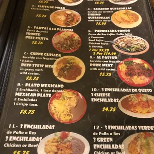 a menu for taqueria