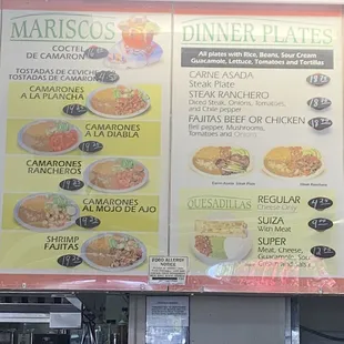 a menu for a mexican restaurant