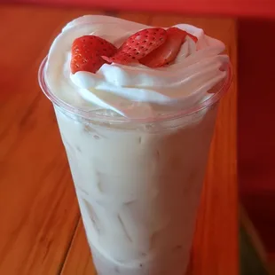 a strawberries and whipped cream