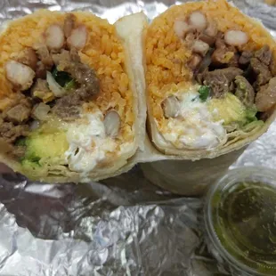 Inside my super burrito. $12
