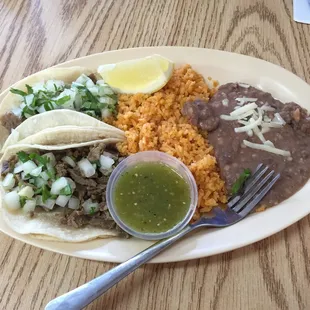 Two Carne Asada Taco Plate