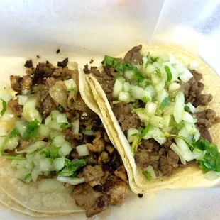 Al pastor tasted freshly grilled with good enough spice. Carne asada was fine. Two pastors next time.