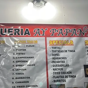 the menu