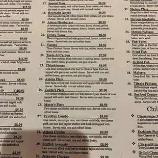 a menu for a mexican restaurant