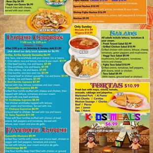 the menu for taqueria mexican cuisine