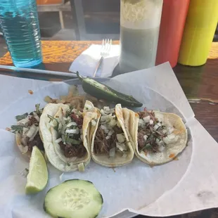 Roasted lamb special today. So I got two lamb tacos with two chorizo tacos. Always the freshest and best in town.