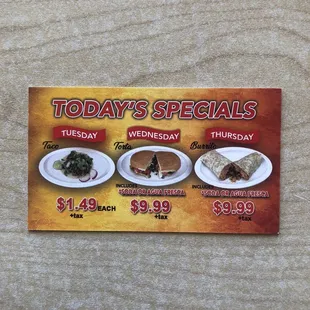 Business card back specials