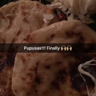 Pupusas with cabbage on the side! I got them picked up and they were still warm when I got home