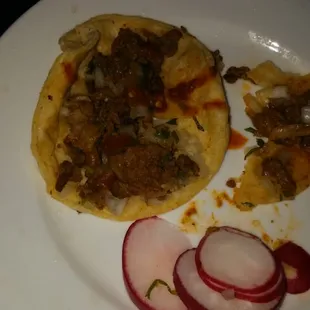 taco is smaller than most places, but they do fill them with more meat than vegetable .