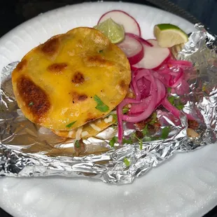 Asada Mulita with spicy red onions