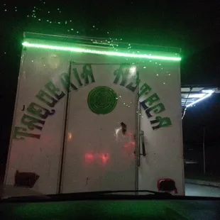 Parked behind the truck. V.I.P.