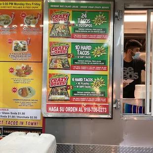 menus on a food truck