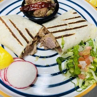 a plate of mexican food