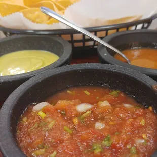 a variety of condiments