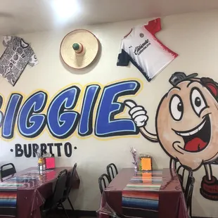 a cartoon character on the wall