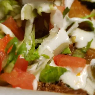 Beef nachos up close
