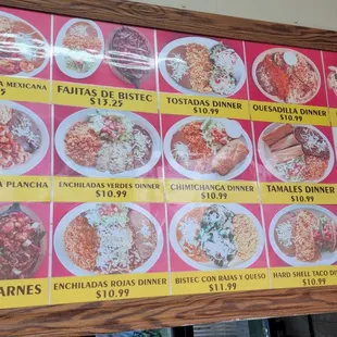 Menu as of 10/12/2021