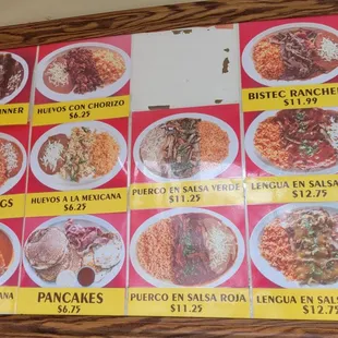 Menu as of 10/12/2021