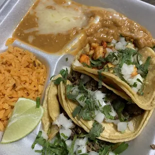 3 Tacos Dinner (shrimp, carne asada)