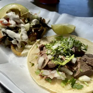 Rajas Sope and Lengua Taco