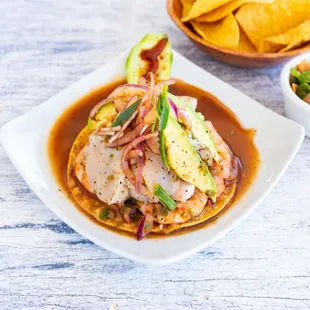 a plate of mexican food