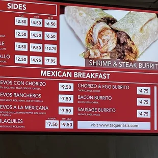 menu, burritos and wraps