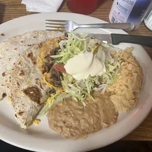 Combination plate - tostada, quesadilla, &amp; taco