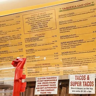 Menu. Sign says not responsible for internet prices (the yell app has things at like 1/3 the price)