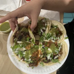 Tacos de asada, al pastor and chorizo