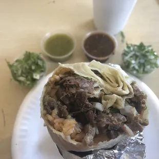 Asada &amp; beef tongue Burrito