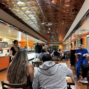 Indoor seating and very busy on a late Sunday night