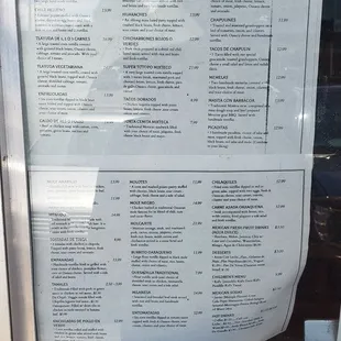 Menu by the door