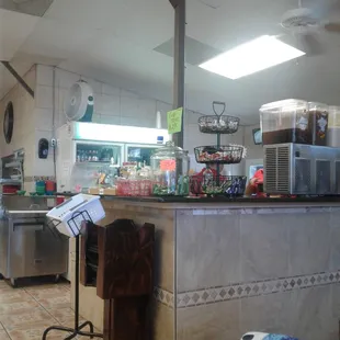 Drink/kitchen/drive thru and register area.